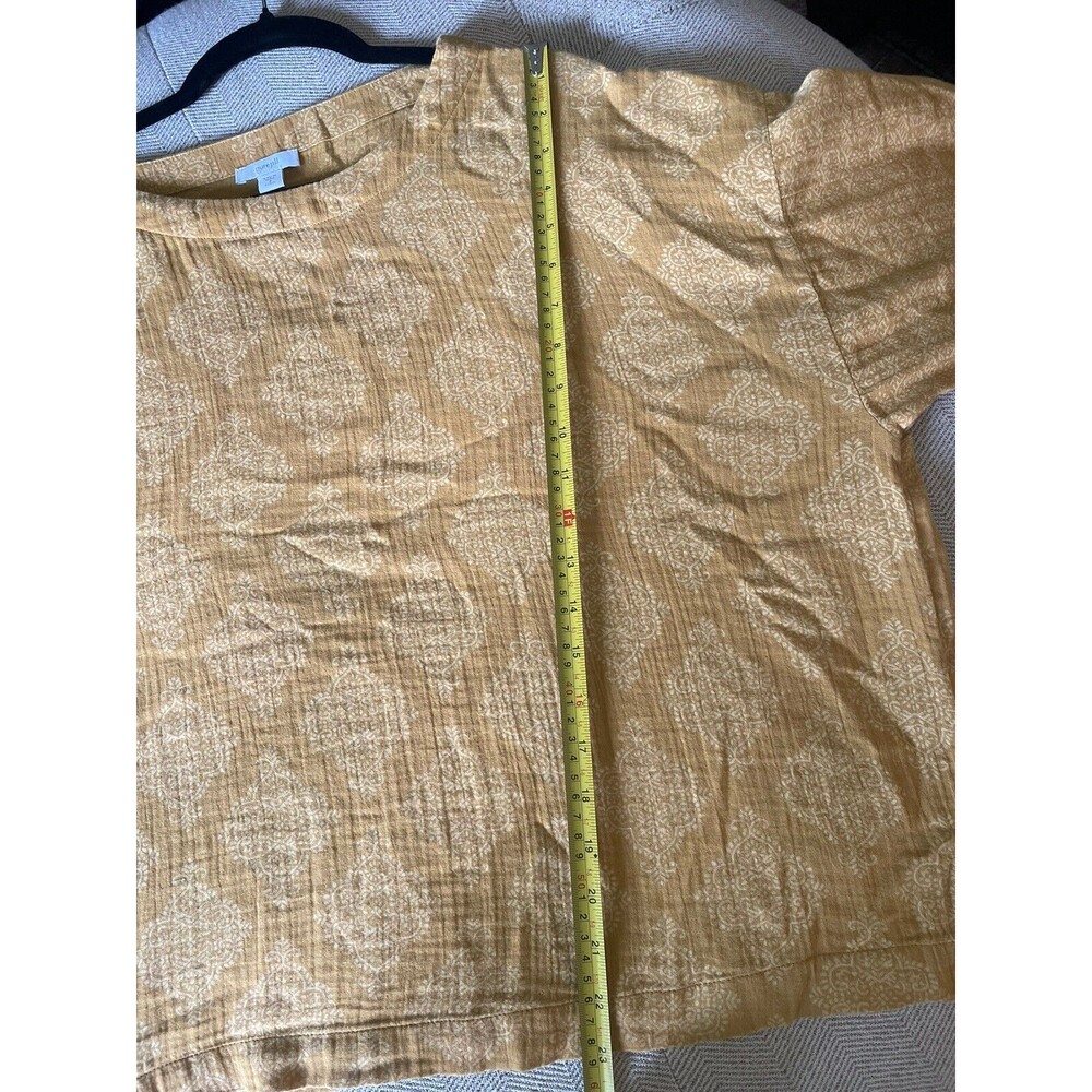 Pure J. Jill Petite Small Relaxed 100% Cotton Top Yellow Boho Chic Western Soft - Picture 5 of 8